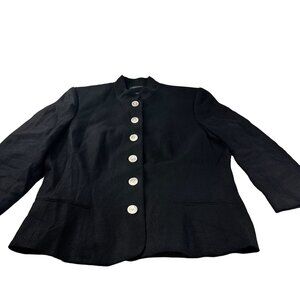 Lauren Ralph Lauren Military Blazer Linen Vintage Women Suit Jacket Button Up